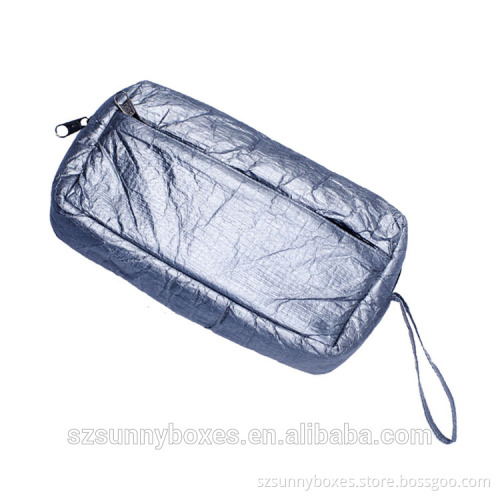 Portable Tyvek Paper Zipper Purse Bag With Wrist Handle
